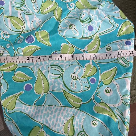 Lilly Pulitzer Teal & Green Pants Fish Pattern Size 6 - Picture 7 of 11
